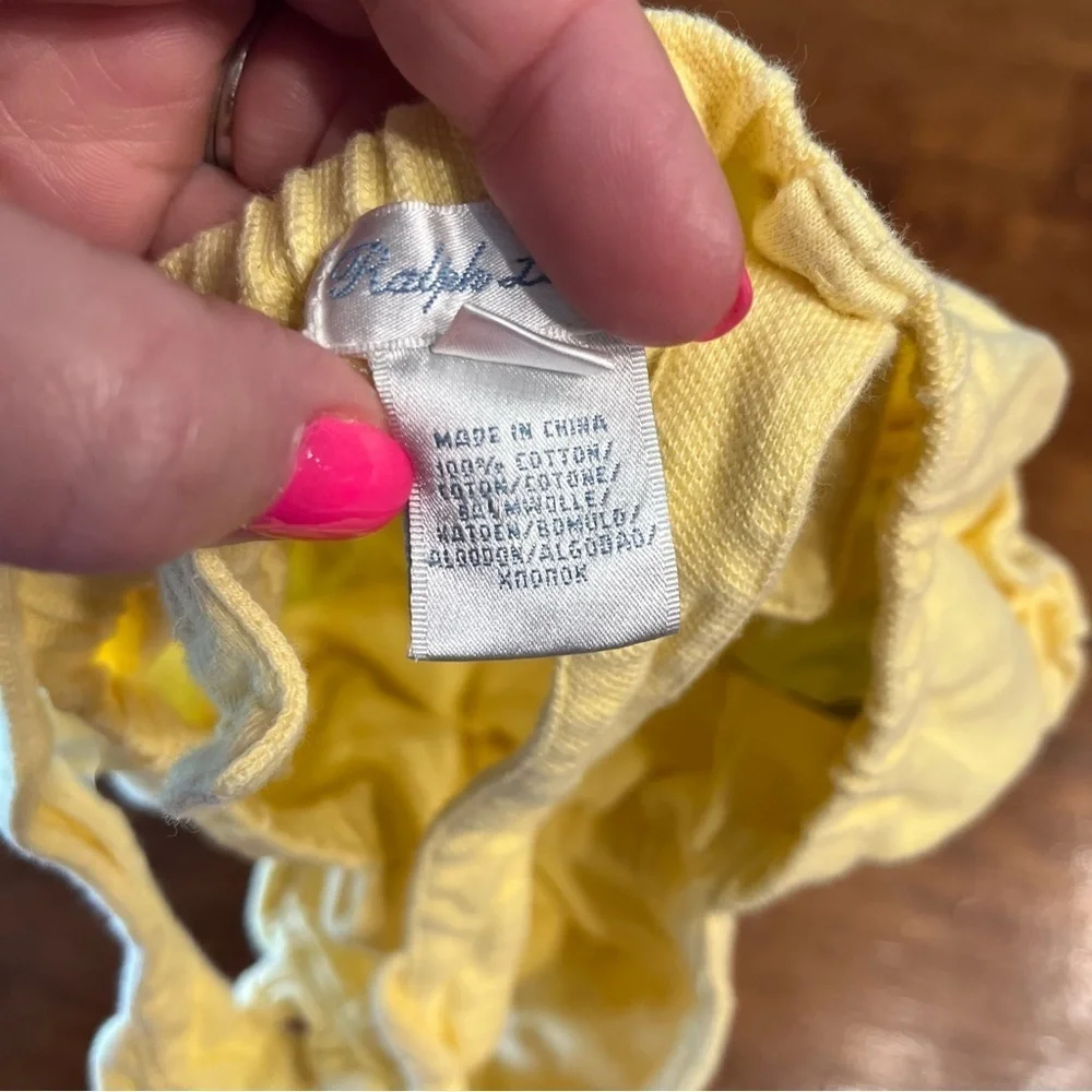Ralph Lauren yellow 100% cotton ruffle butt romper size 6 months